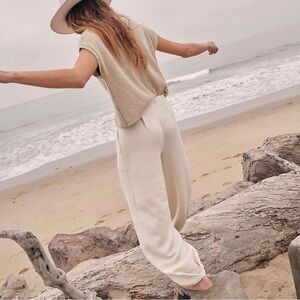 Free People Freya Sweater Set in oatmeal bone neutral color combo size L